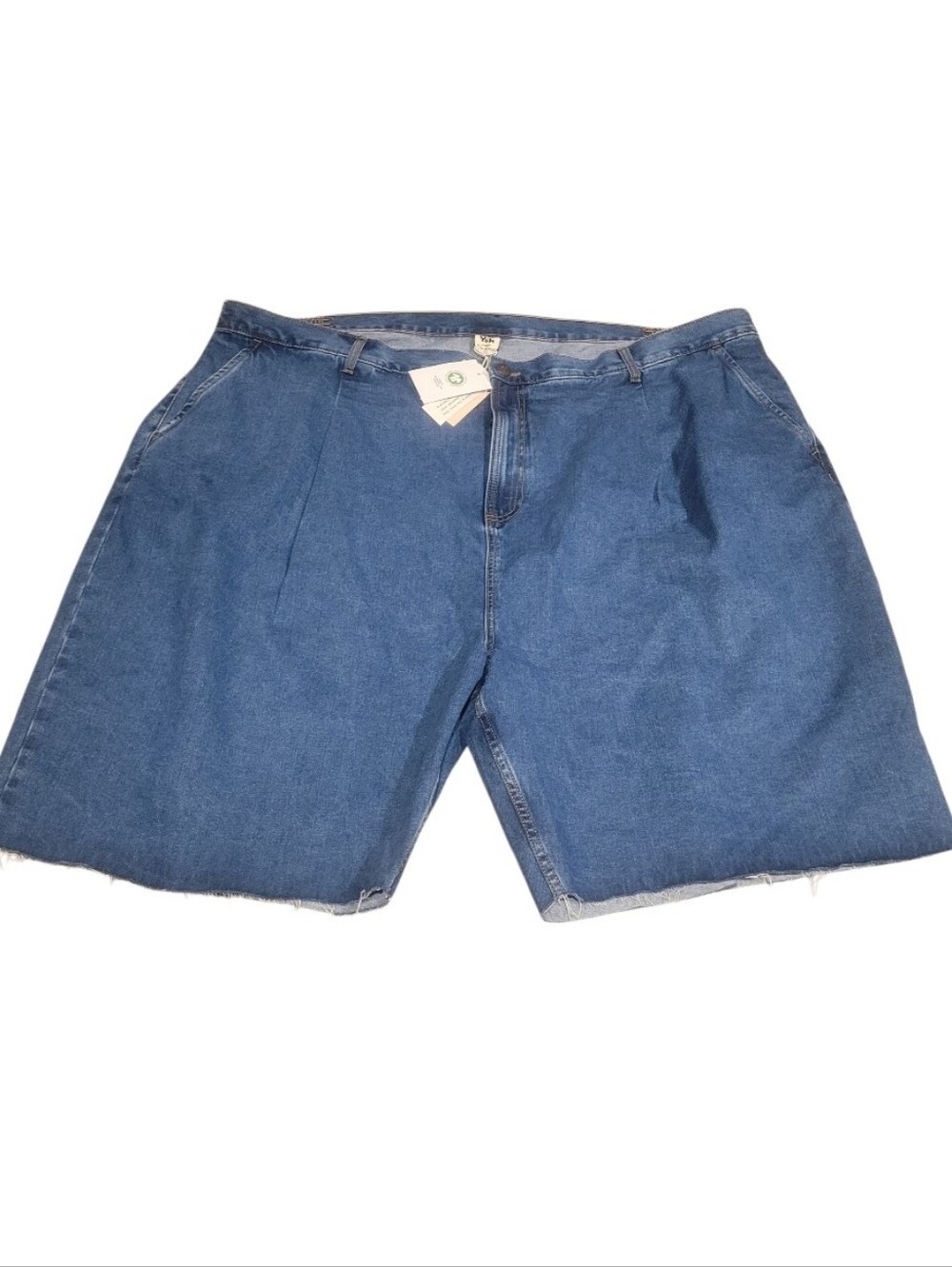 NEW Lucy & Yak Lexi Denim Cole  Organic Cotton Shorts Blue Size 52 Relaxed Denim